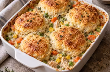 Hähnchen-Potpie mit Biskuitdeckel
