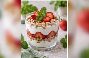 Erdbeer-Joghurt-Parfait mit Zitronenmelisse