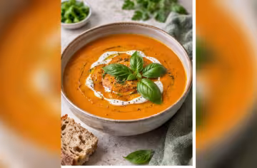 Geröstete Gemüsesuppe mit Basilikum