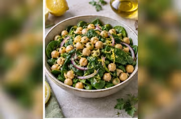 Kichererbsen-Spinat-Salat mit Zitronendressing