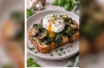 Pilz-Spinat-Toast mit pochiertem Ei