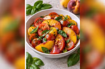 Tomaten-Pfirsich-Salat mit Basilikum