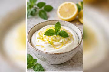 Zitronen-Joghurt-Creme mit Minze