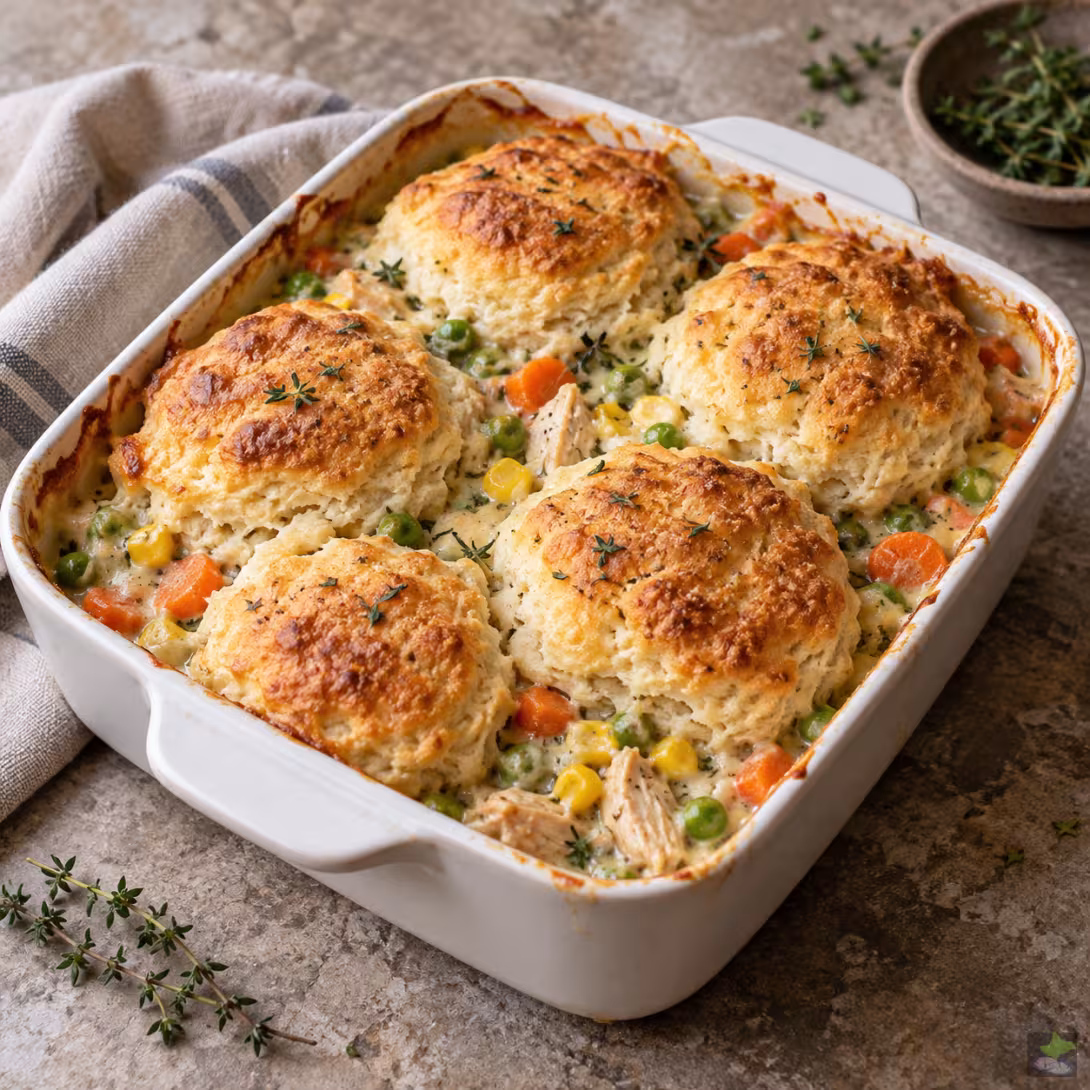 Hähnchen-Potpie mit Biskuitdeckel
