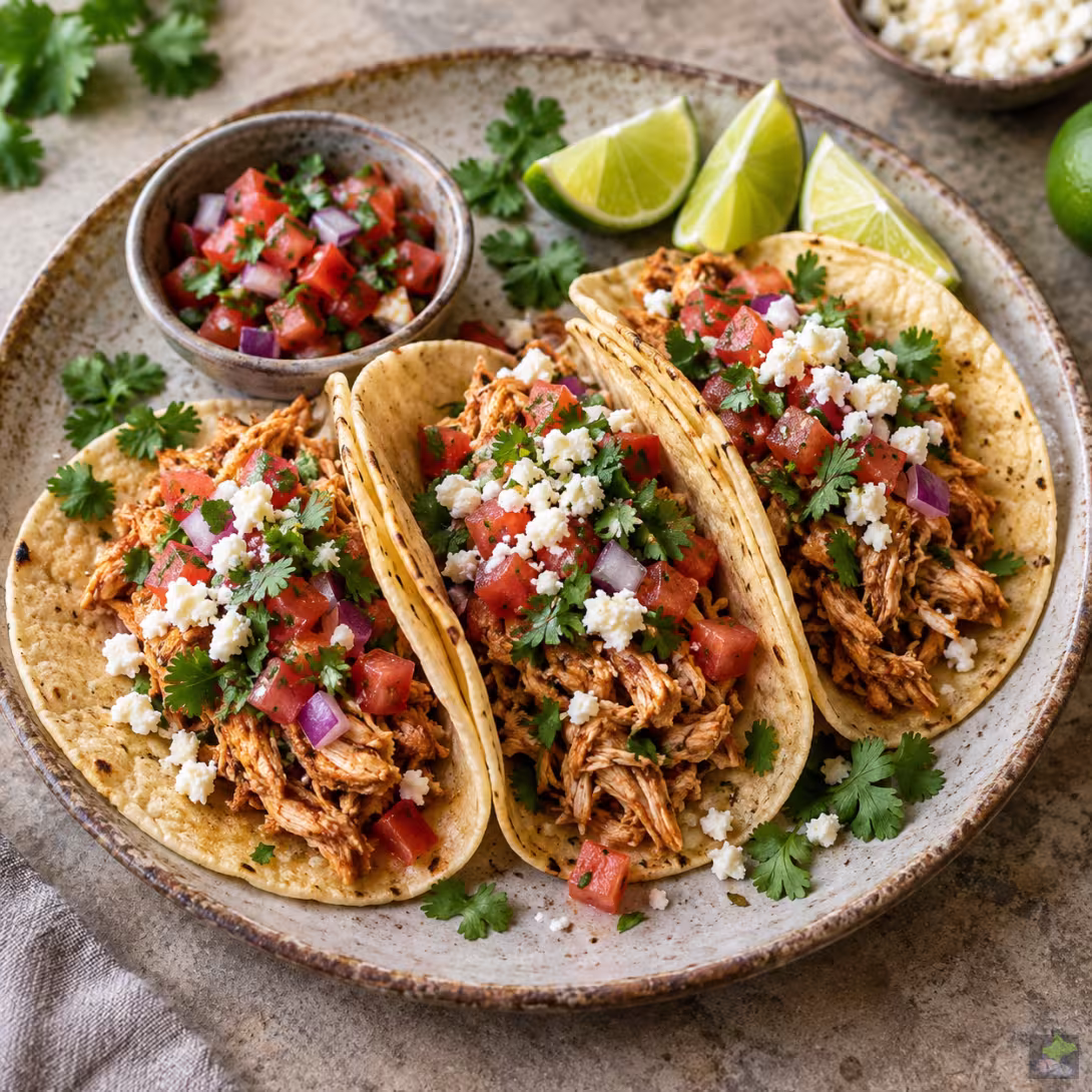 Langsam gegarte Hähnchen-Tacos